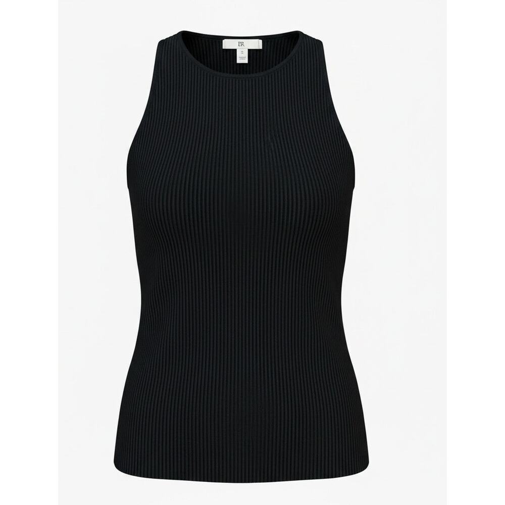 Banana Republic Black Ribbed Tank | High Neck | Fitted | Size S | Quiet Luxury